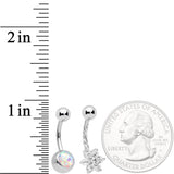 Clear Aurora Gem White Faux Opal Daffodil Belly Ring Set of 3