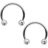 14G Clear Gem Blue Flower Horseshoe Barbell Nipple Ring Set of 4