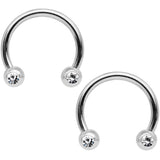 14G 9/16 1/2 White Faux Opal Horseshoe Barbell Nipple Ring Set
