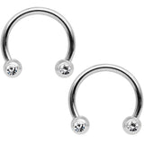 14G 9/16 Clear Gem Sun Moon Horseshoe Barbell Nipple Ring Set