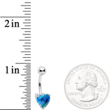Blue Green Gem Faceted Valentines Day Heart Belly Ring