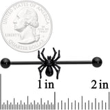 14G Black Gem Black Creepy Critter Spider Industrial Barbell 38mm