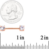 14G 9/16 Clear CZ Gem Rose Gold Tone Nipple Barbell Set