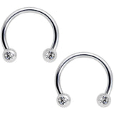 14G Clear Gem Black Flower Horseshoe Barbell Nipple Ring Set of 4