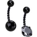 Black Gem Black Totally Twisted Belly Ring Set of 2