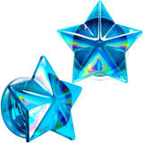 2G Blue Aurora Glass Faceted Star Double Flare Plug Set 6mm to 16mm Sizes
