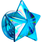 2G Blue Aurora Glass Faceted Star Double Flare Plug Set 6mm to 16mm Sizes