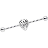 14G Clear CZ Gem Openwork Alien Industrial Barbell 38mm