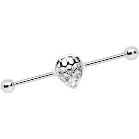14G Clear CZ Gem Openwork Alien Industrial Barbell 38mm