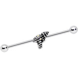 14G Aurora Gem Mystery Ray Gun Industrial Barbell 38mm