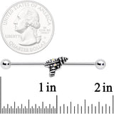 14G Aurora Gem Mystery Ray Gun Industrial Barbell 38mm