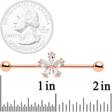 14G Clear CZ Gem Rose Gold Tone Petal Industrial Barbell 38mm