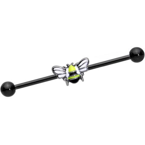 14G Black Blissful Bumblebee Industrial Barbell 38mm