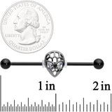 14G Clear CZ Gem Black Openwork Alien Industrial Barbell 38mm