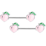 14G 9/16 Sweet Sweet Peach Barbell Nipple Ring Set
