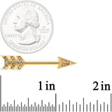 14G 9/16 Clear Gem Gold Tone Flying Arrow Barbell Nipple Ring Set