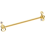 14G Clear CZ Gem Gold Tone Guitar Music Industrial Barbell 38mm