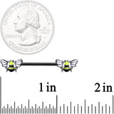 14G 9/16 Black Blissful Bumblebee Barbell Nipple Ring Set