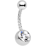 Clear Blue Aurora Gem Moon and Star Twisted Belly Ring Set of 3