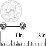14G 9/16 Clear CZ Black Openwork Alien Barbell Nipple Ring Set