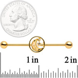 14G Clear Gem Iridescent Crescent Moon Industrial Barbell 38mm