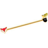 14G Gold Tone Fox and Acorn Industrial Barbell 38mm