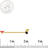 14G Gold Tone Fox and Acorn Industrial Barbell 38mm