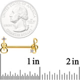 14G 9/16 Clear CZ Gold Tone Music Lover Barbell Nipple Ring Set