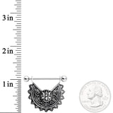 14G 9/16 Drama Lotus Flower Mandala Dangle Nipple Ring Set