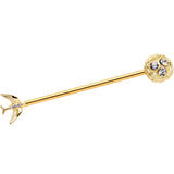 14G Clear Gem Gold Tone Bird Nest Industrial Barbell 38mm