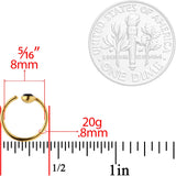 20G 5/16 Black Gem Gold Tone Nose Hoop