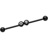 14G Clear Gem Black Double Drama Industrial Barbell 38mm