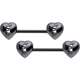14G 9/16 Black Heal My Heart Barbell Nipple Rings