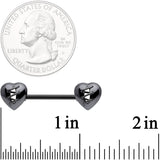 14G 9/16 Black Heal My Heart Barbell Nipple Rings