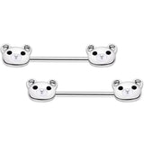 14G 9/16 Sweet Teddy Bear Barbell Nipple Ring Set