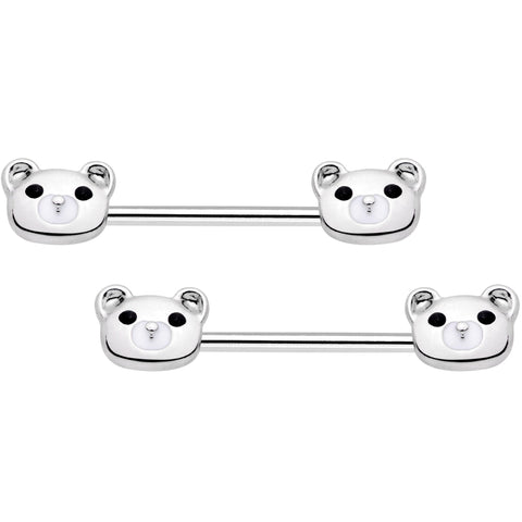 14G 9/16 Sweet Teddy Bear Barbell Nipple Ring Set
