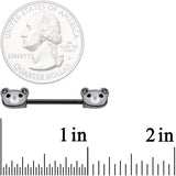 14G 9/16 Black Teddy Bear Barbell Nipple Ring Set