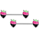 14G 9/16 Chocolate Berry Barbell Nipple Ring Set