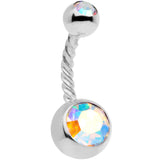 Aurora Gem Disco Ball Twisted Belly Ring Set of 3