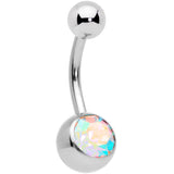 Clear Aurora Gem Pearlescent Purple Belly Ring Set of 3