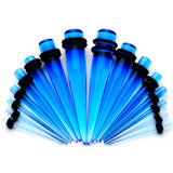 Blue Acrylic Straight Taper Set Available in Sizes  14G to 00G