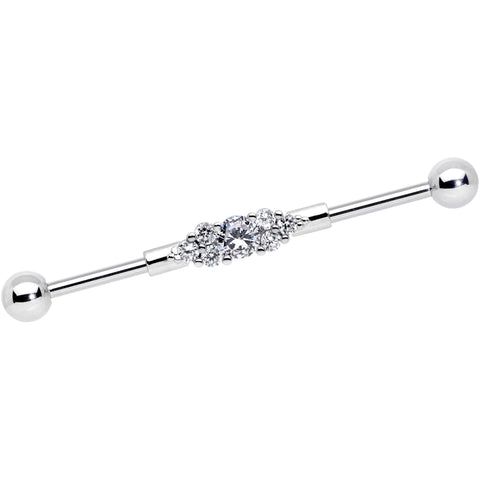 14G Clear CZ Gem Fashionista Industrial Barbell 38mm