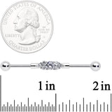 14G Clear CZ Gem Fashionista Industrial Barbell 38mm
