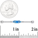 14G Aqua CZ Gem Fashionista Industrial Barbell 38mm