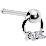 20G 1/4 Clear CZ Duo Dangle Nose Bone