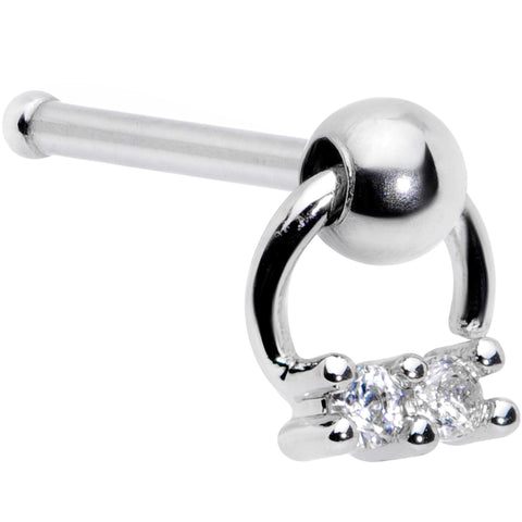 20G 1/4 Clear CZ Duo Dangle Nose Bone