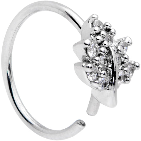 20G 5/16 Clear CZ Gem Maple Leaf Nose Hoop