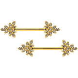 14G 9/16 Clear CZ Gem Elegant Triangle Nipple Ring Set