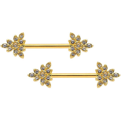 14G 9/16 Clear CZ Gem Elegant Triangle Nipple Ring Set