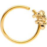 20G 5/16 Green CZ Gem Gold Tone Nautical Crab Nose Hoop